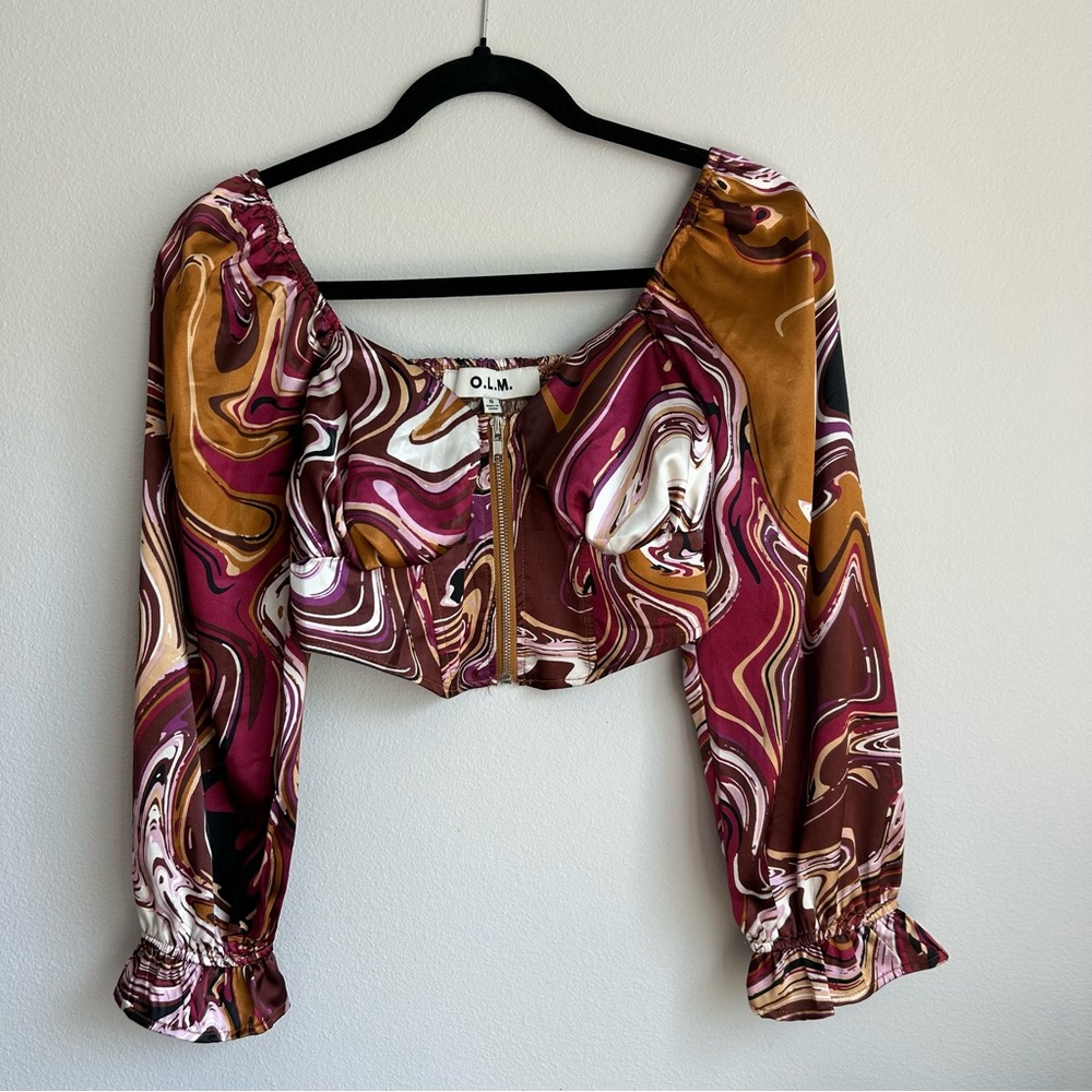 Women's‎ Multicolor Satin Crop Top